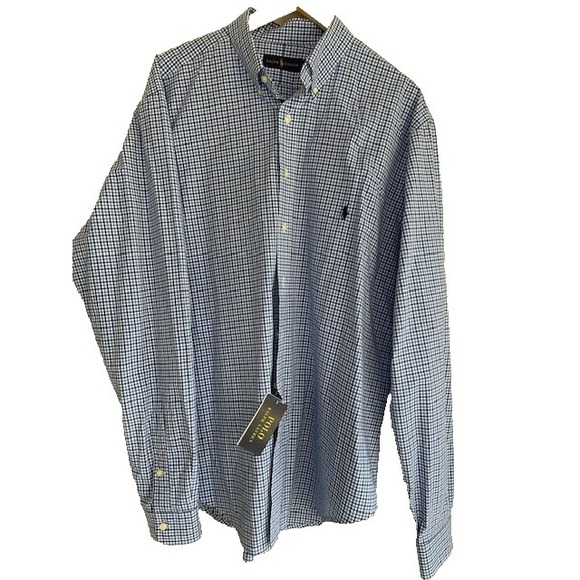 Polo Ralph Lauren Other - Polo Ralph Lauren Men Shirt XL Blue White Gingham Plaid NWT $98